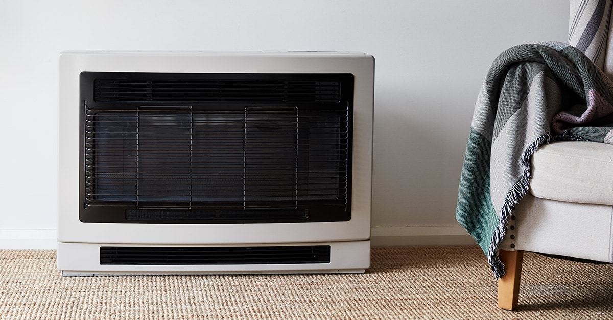 A gas heater in a living room 